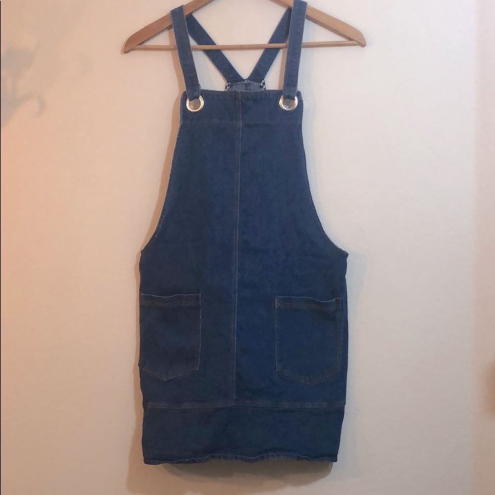 PRETTY LITTLE THING Denim Overall Dress w/ Pockets